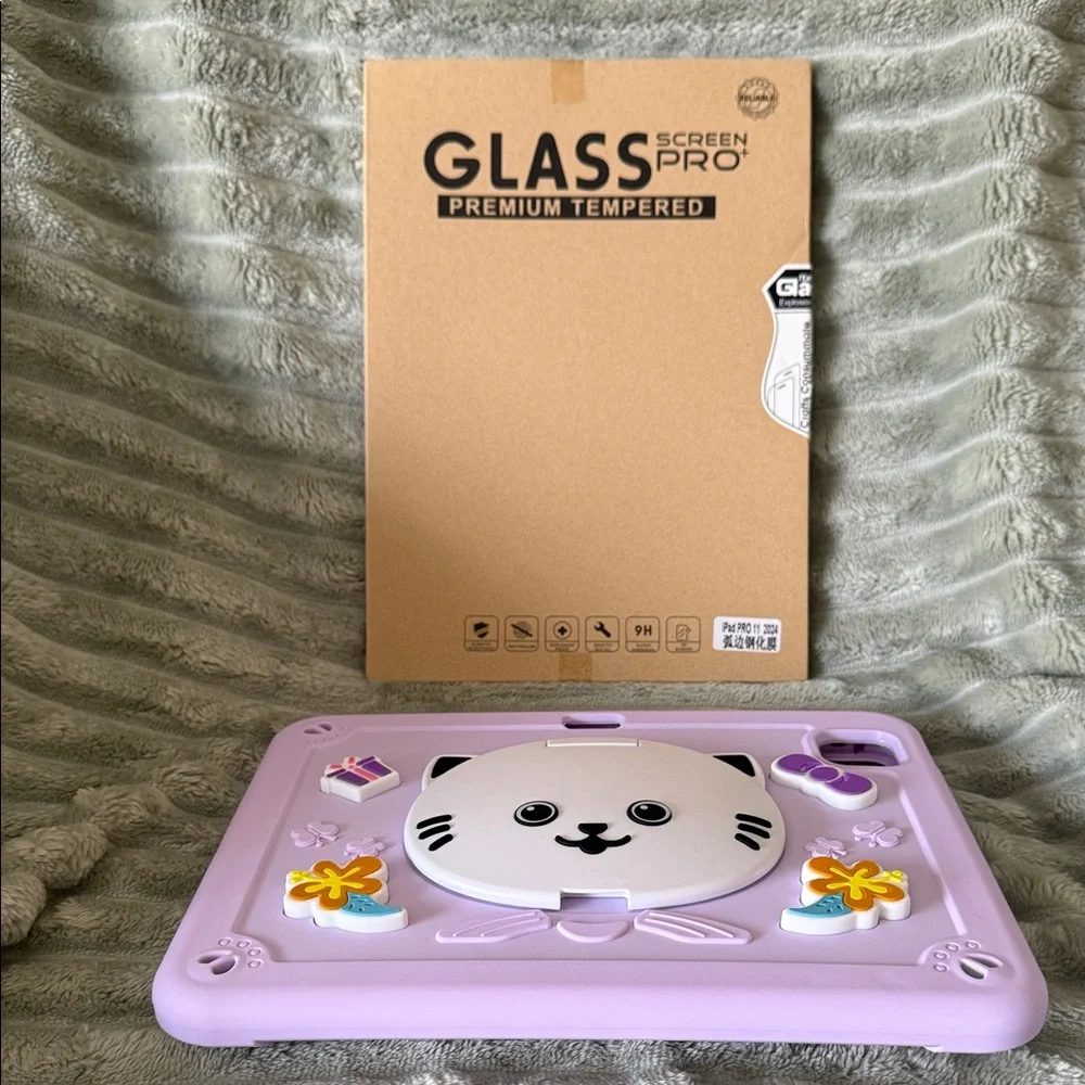 New! Cute Purple Cat Tablet Case